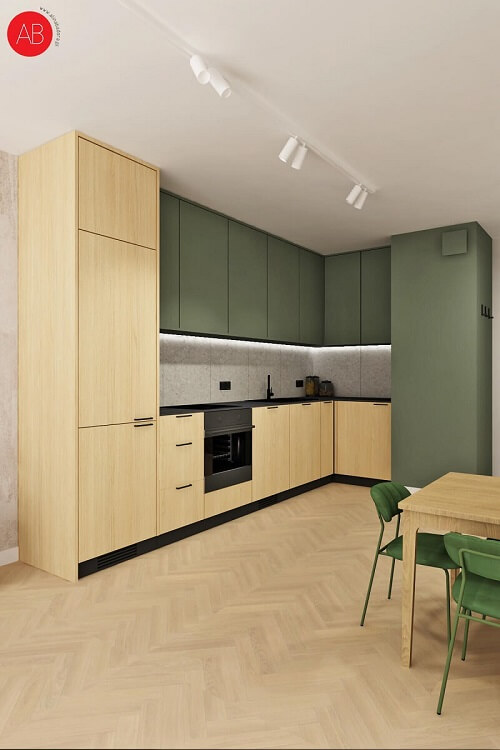 Funkcjonalna kuchnia w mieszkaniu na wynajem - projekt wnętrza Alina Badora