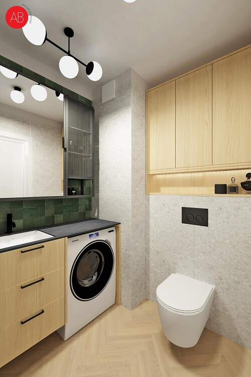 Funkcjonalna łazienka w mieszkaniu na wynajem - projekt Aliny Badora