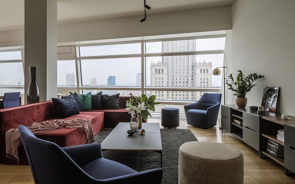 Apartament Burgundzkie wino (Złota 44.) - projekt wnętrza glamour | Alina Badora, architekt wnętrz