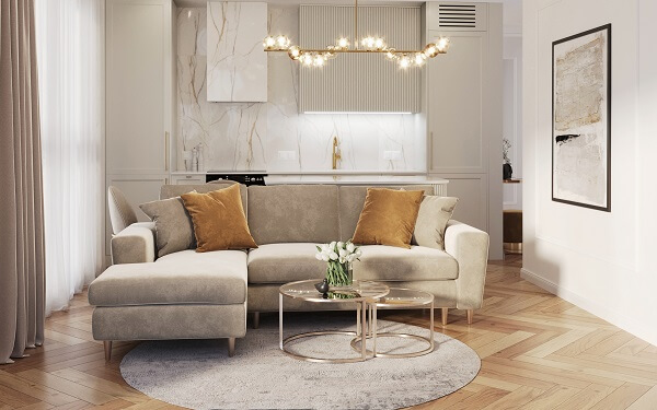 Luksusowy apartament na wynajem - pokój dzienny, projekt Aliny Badora